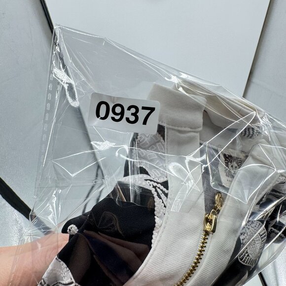 Anne Klein Midi Shift Dress Womens L Black Floral Textured 2 Tone Stretch A Line - Picture 8 of 8